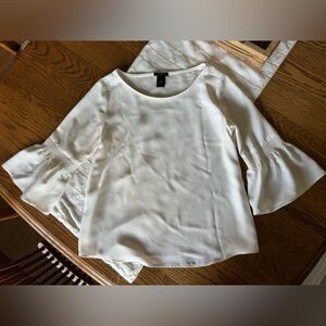 Ann Taylor Cream Long Sleeve Top